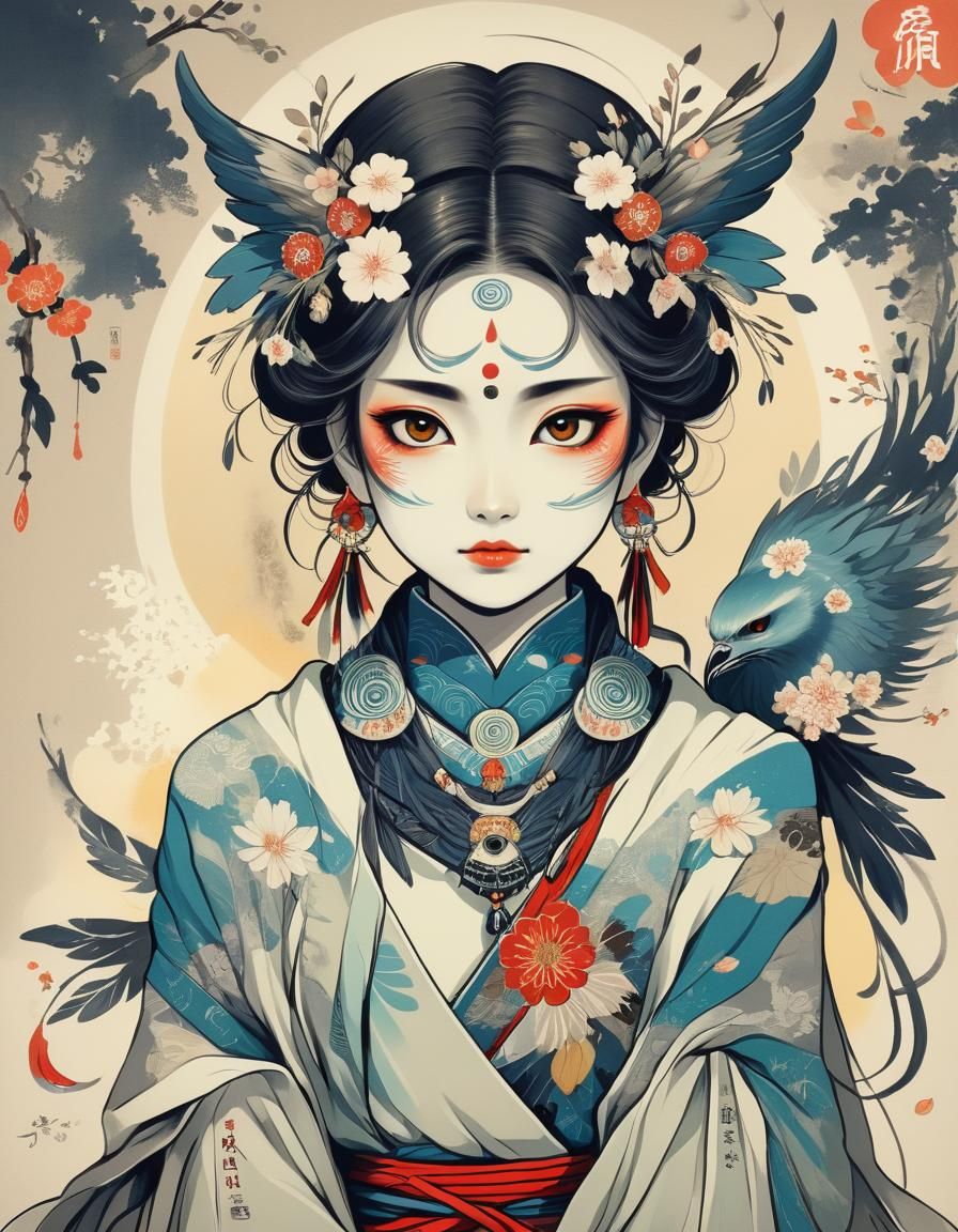 Anime-Style Owl Woman Portrait