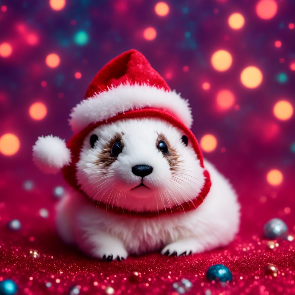 Cute Wide-Eyed Otter Marshmallow Santa Potato Creature