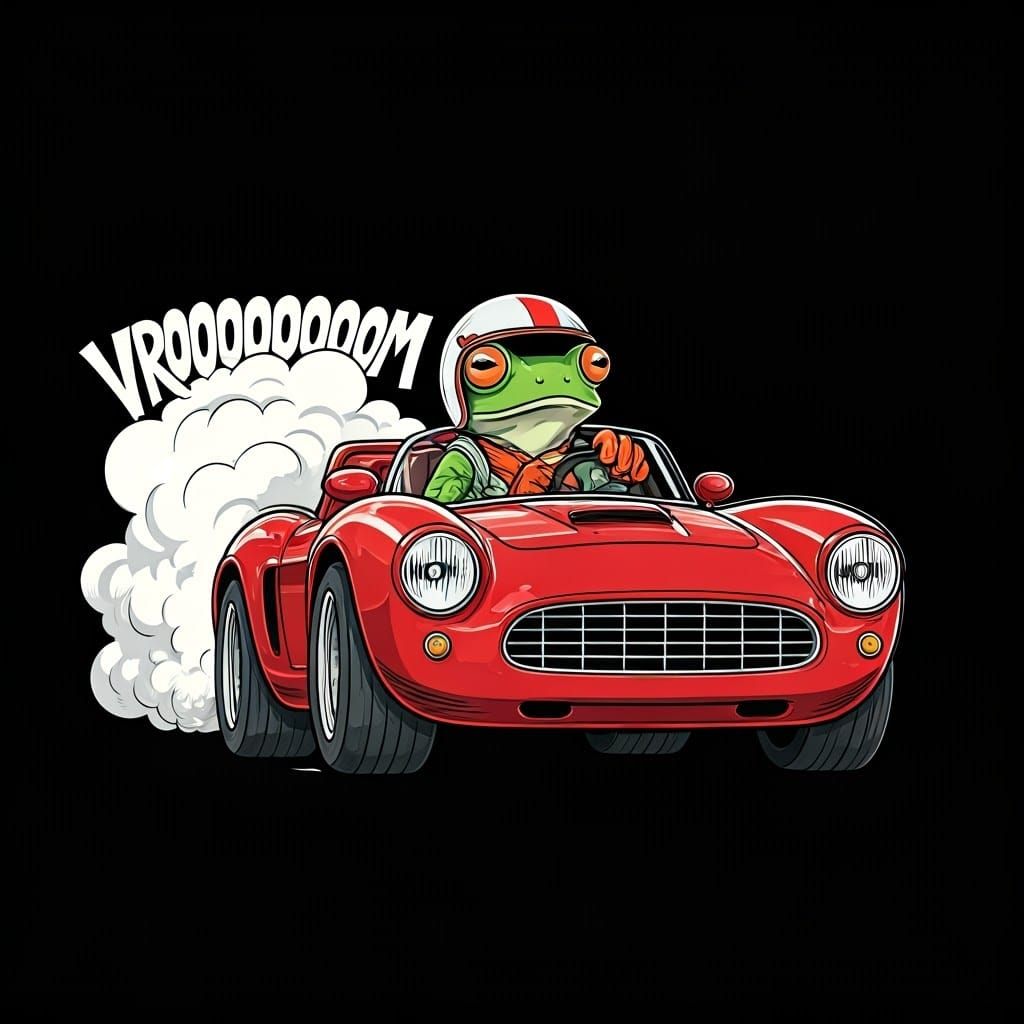 Frog Racer in Sports Car with Smoke VROOOM