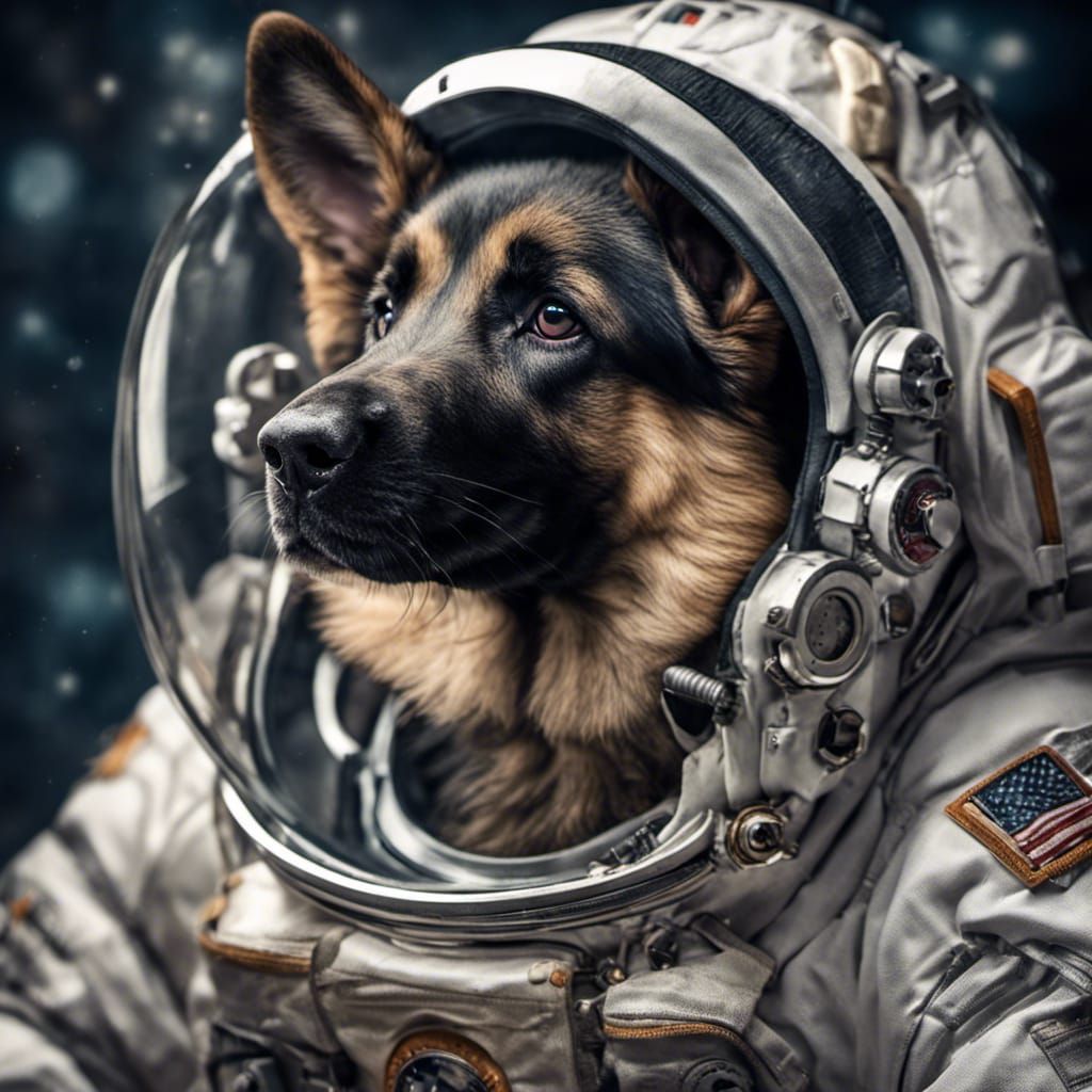 Astronaut German Shepherd Puppy in Space Suit