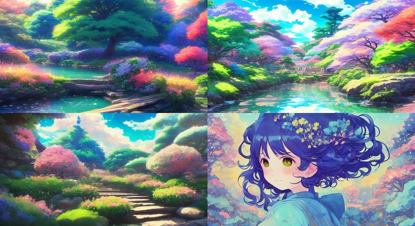 Ghibli-Style Serene Landscape for Stress Management