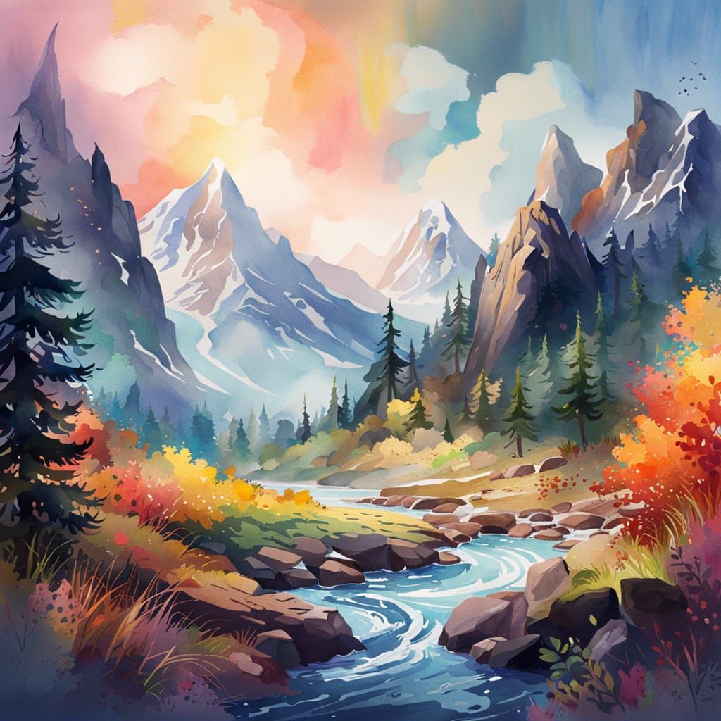 Epic Watercolor Digital Illustration in 4D 16k