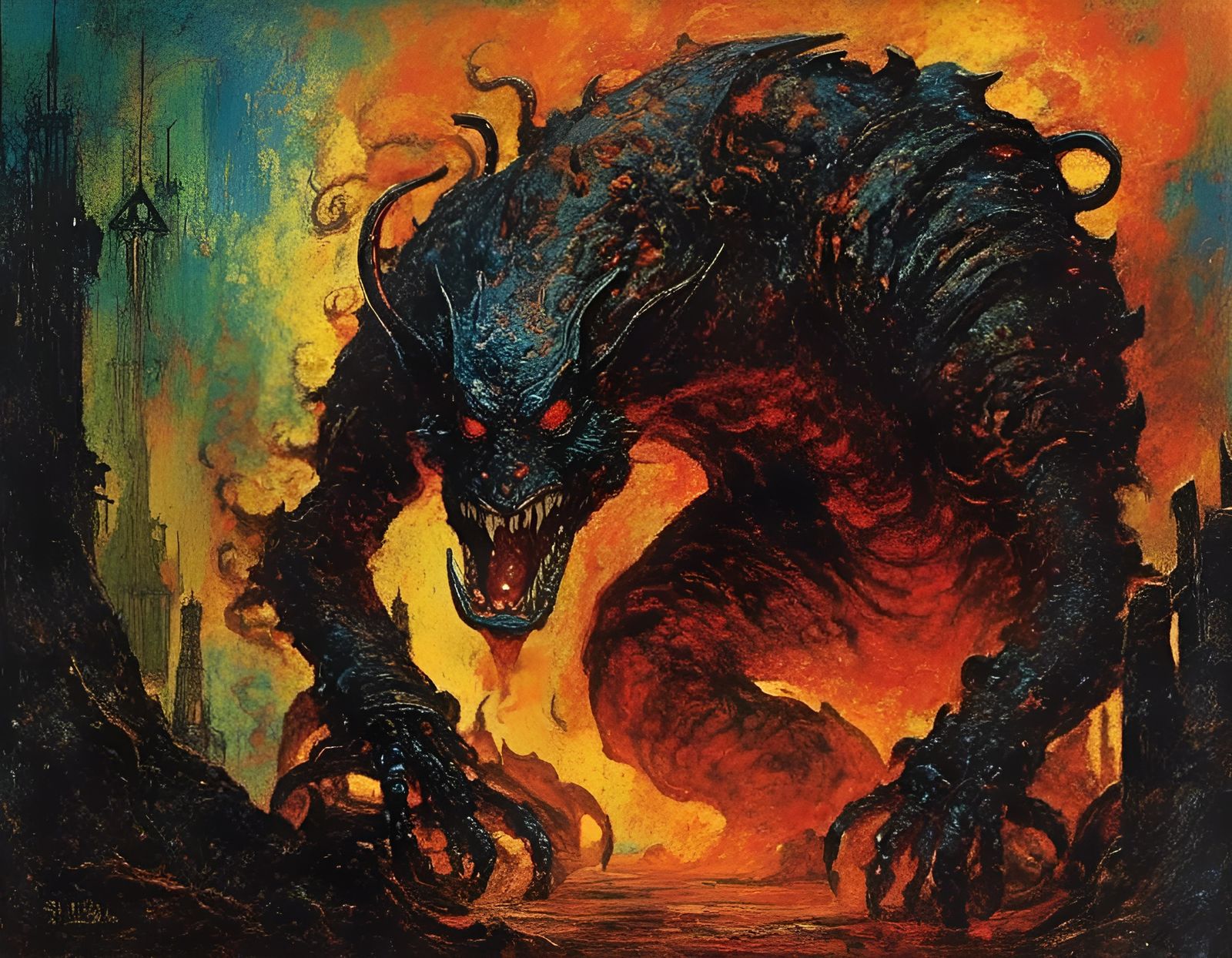 Balrog Abomination in Neo-Impressionist Style