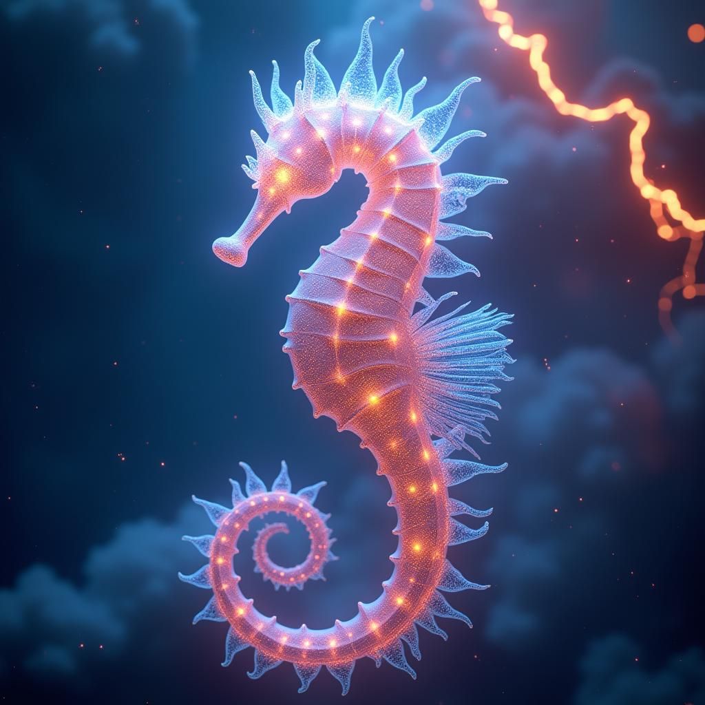 Volcanic Lightning Seahorse in Fantasy Concept Art Style