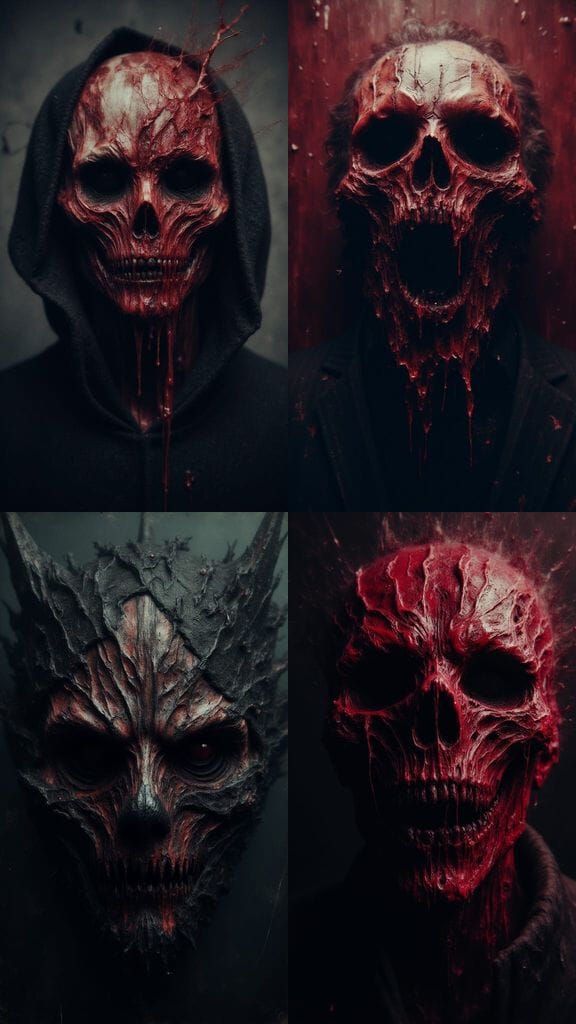 Macabre Crimson Scene in Sepia Tones, 3D Render