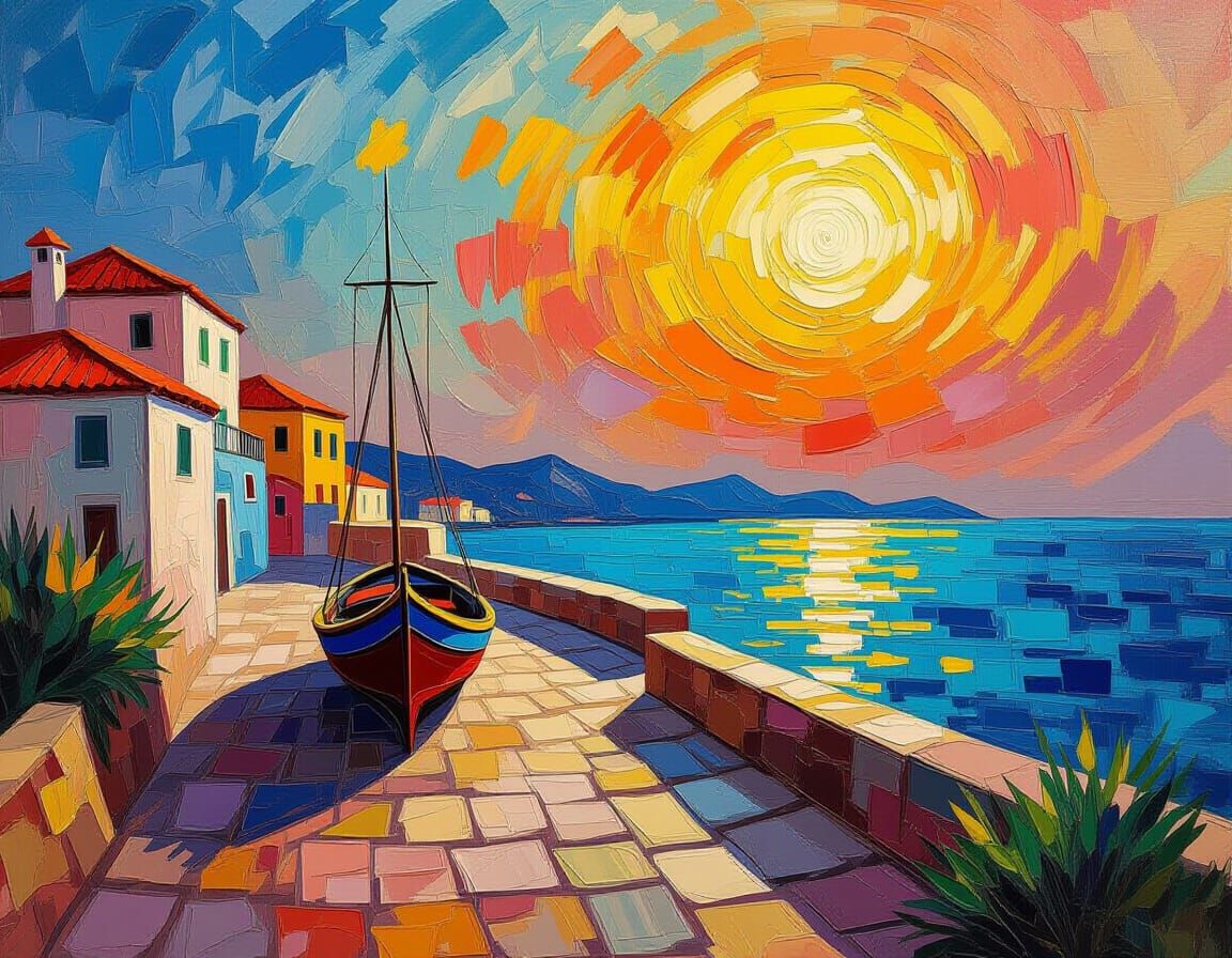 Dramatic Maximalist Painting in Neo-Impressionist Style