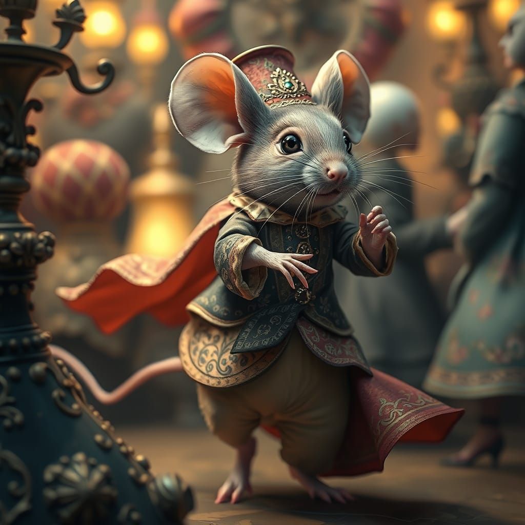 Mouse Dancing Fandango in Ornate Attire