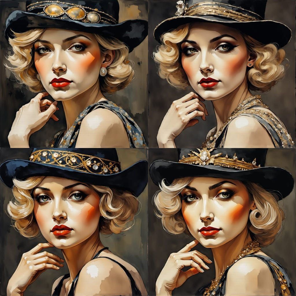 Beautiful Blonde Woman in Art Deco Attire