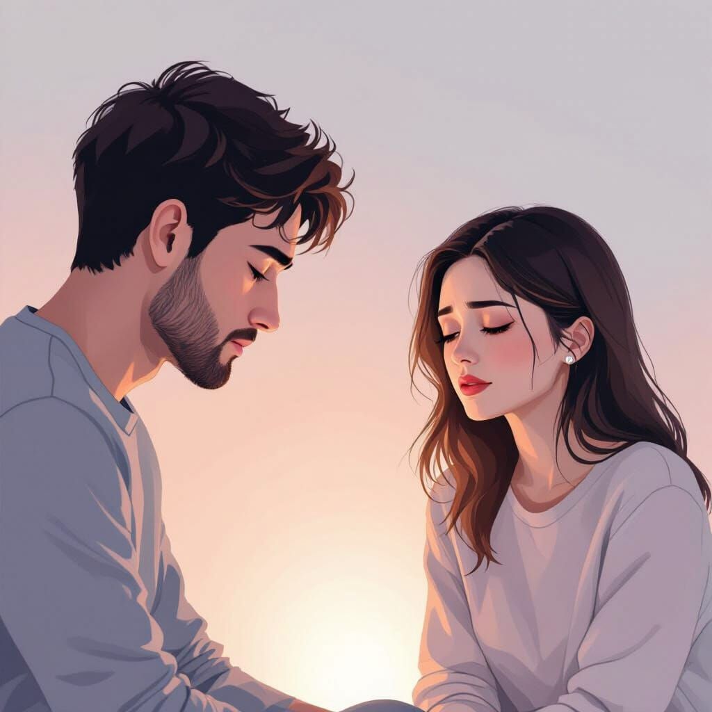 Emotional Distance Between Man and Woman Symbolic Art