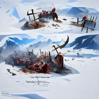 Viking Battle Scene in the Mountains