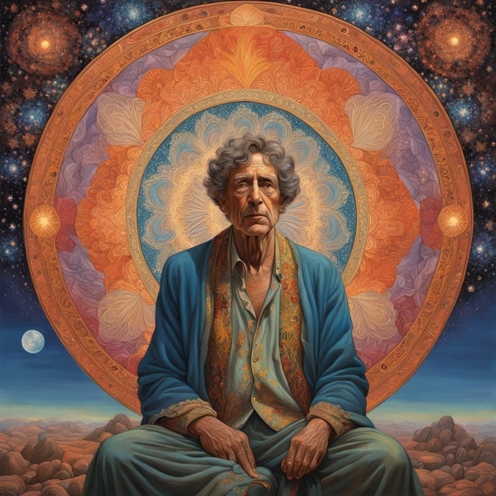 Surreal Figure in Cosmic Dreamscape