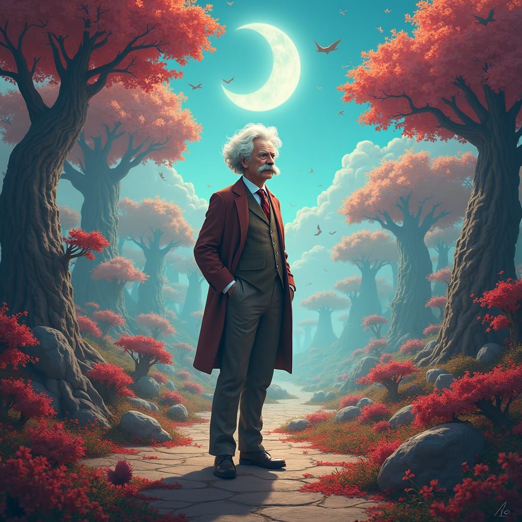 Mark Twain in Surreal Dreamscape: Matte Painting