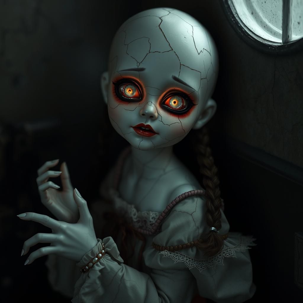 Creeping Porcelain Doll in Hyperrealistic 3D