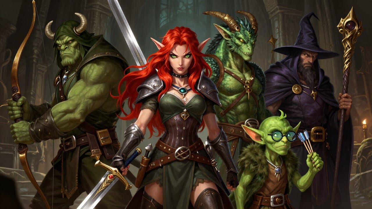 Fantasy D&D Adventurers in Dramatic Concept Art Style