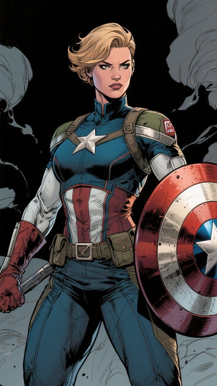 Female Captain America Comic Book Art