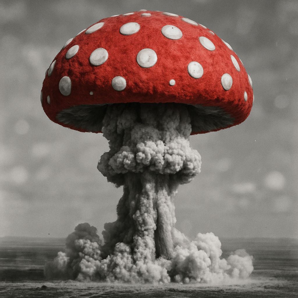 Mushroom Cloud Atomic Bomb Explosion in Historic WW2 Photo S...