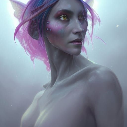 Demonic Eldridge Alien Fairy Portrait in Hyperdetailed Style
