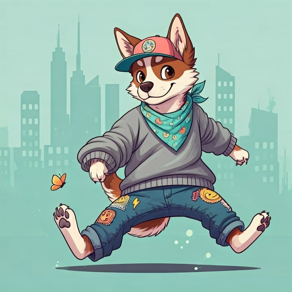 Stylized Urban Canine Exudes Mischief and Energy