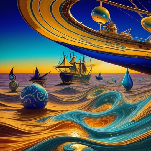 Surreal Water Horse in Desert Landscape