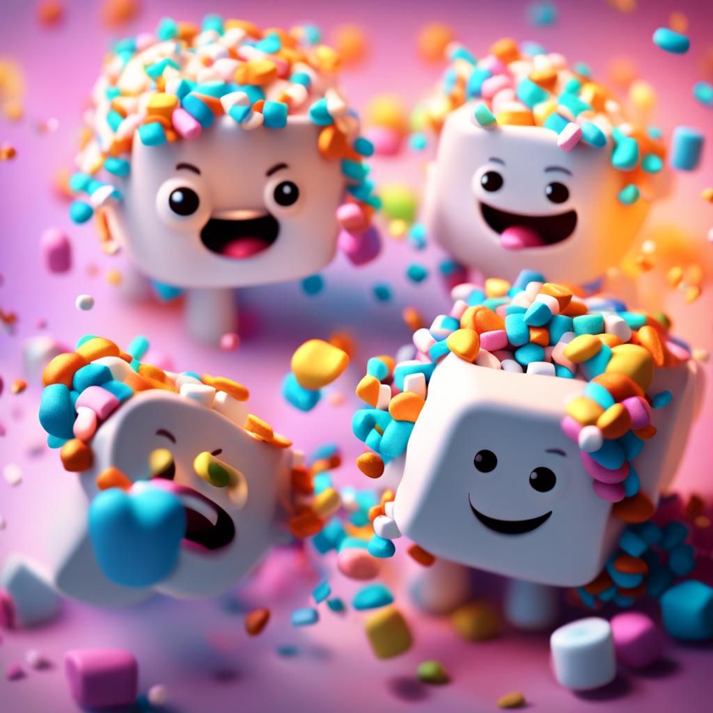 Marshmallow Friends in Pixar Animation Style