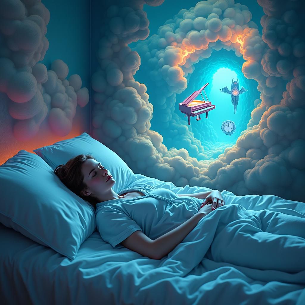 Surreal Dreamscape of a Paralyzed Figure