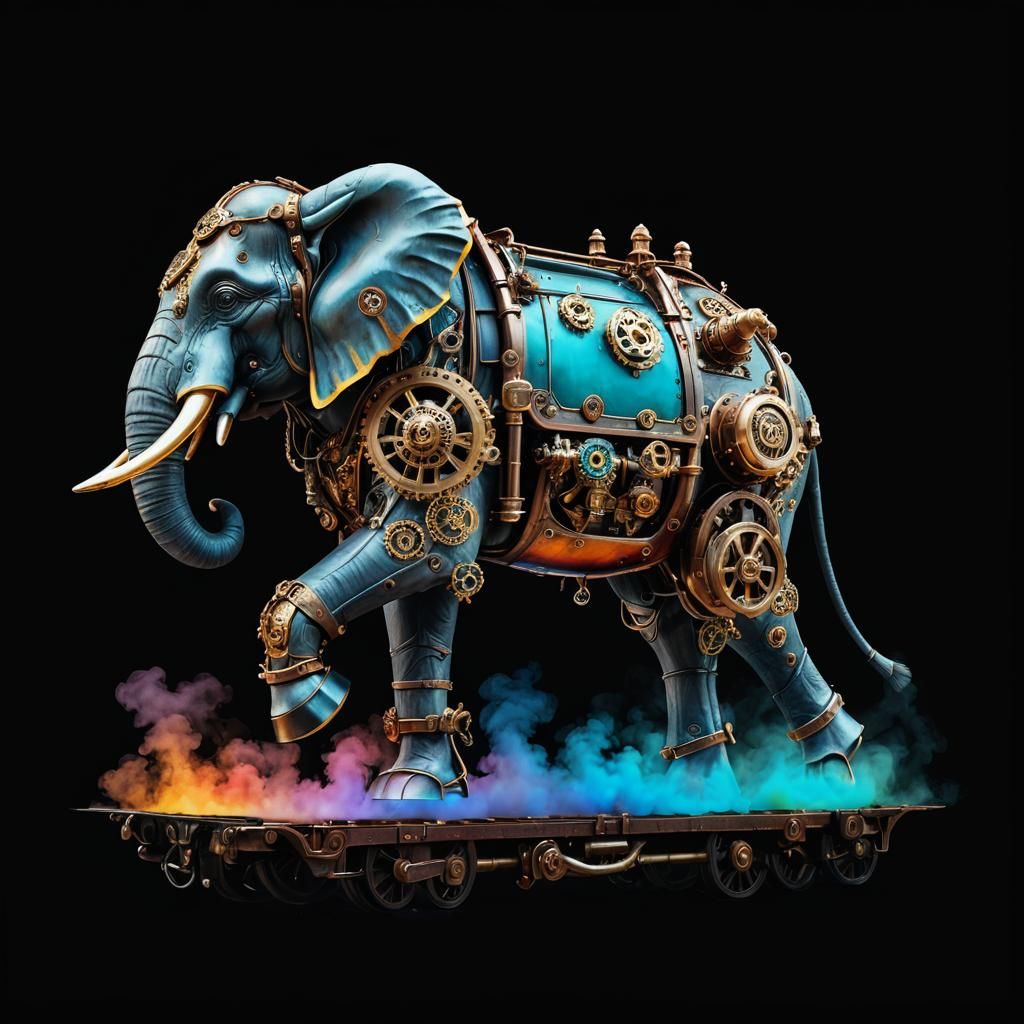 Steampunk Elephant Concept Art with Mechanical Details