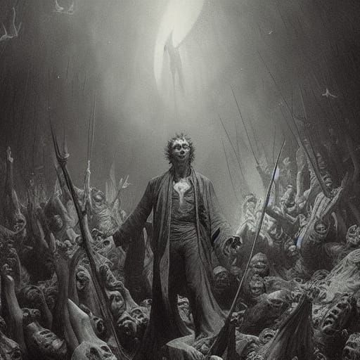 Vampire Horde in Mountains: Gothic Horror Illustration