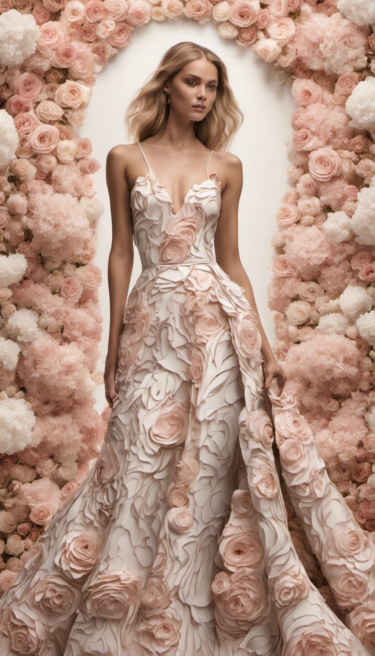 Modern Bride in Couture Floral Wedding Gown