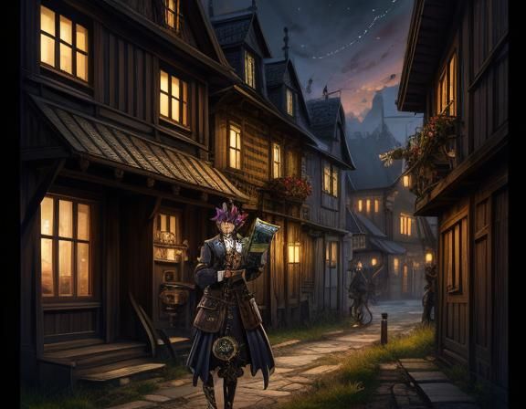 Steampunk Anime Woman in Latvian Village