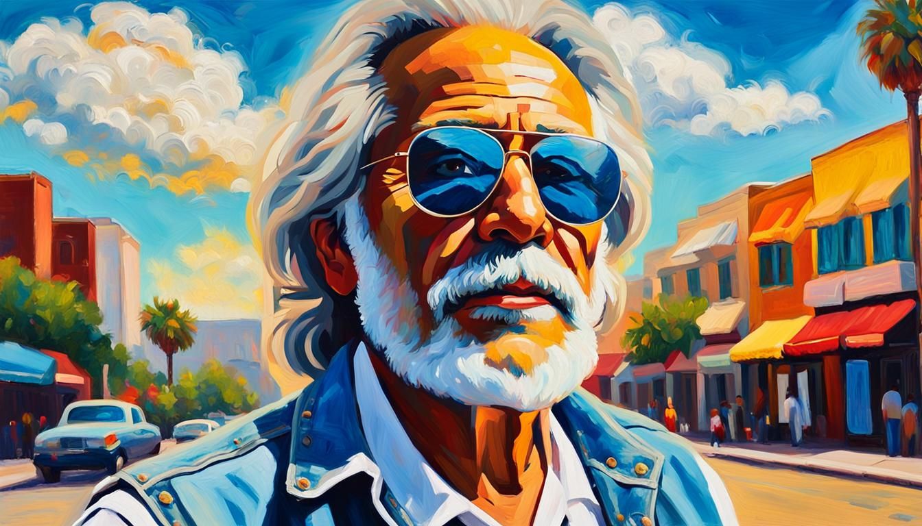 Tommy Chong Portrait in Warhol-esque Neo-Impressionism
