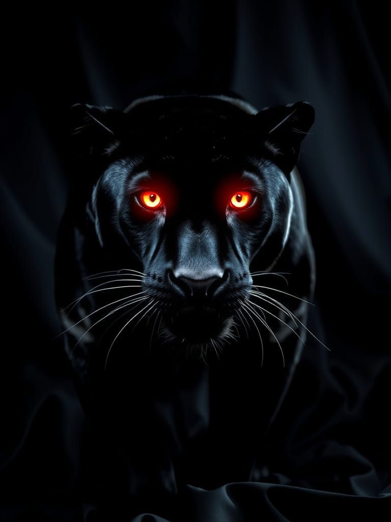 Majestic Black Panther in Dramatic Velvet Ambiance