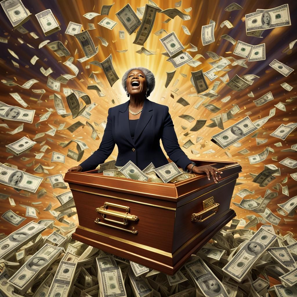 Woman in Flying Coffin Drops Money