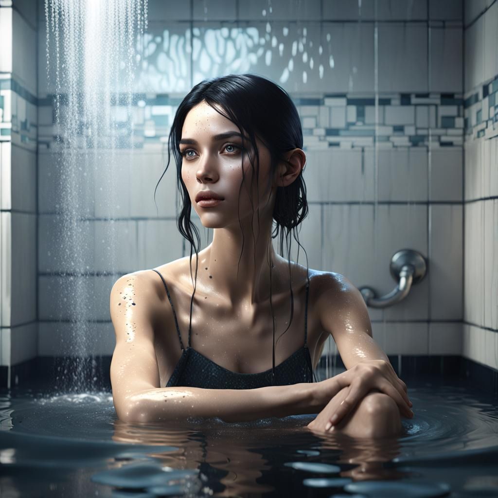 Fantastical Matte Painting: Woman in Shower
