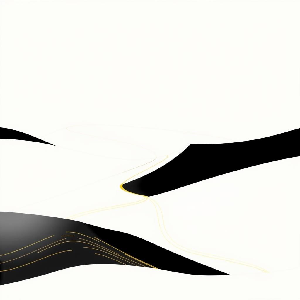 Minimalist Landscape Art in Black, White, and Gold