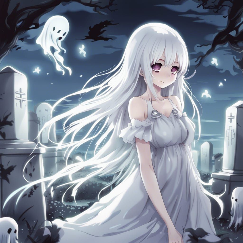 Gothic Ghost Girl in Cemetery, Anime Key Visual