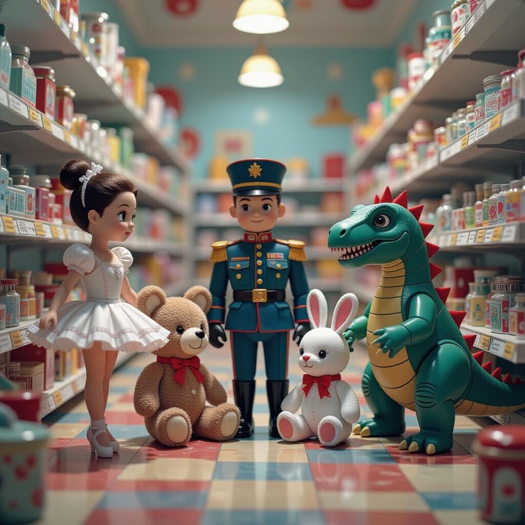 Robot Toys in Toy Store: Matte Painting