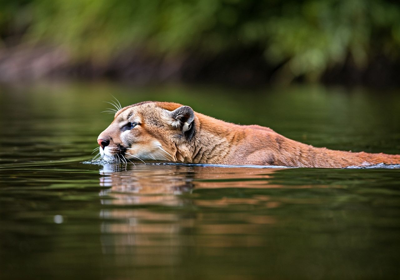 Cougar Swimming: A Photorealistic Wildlife Image