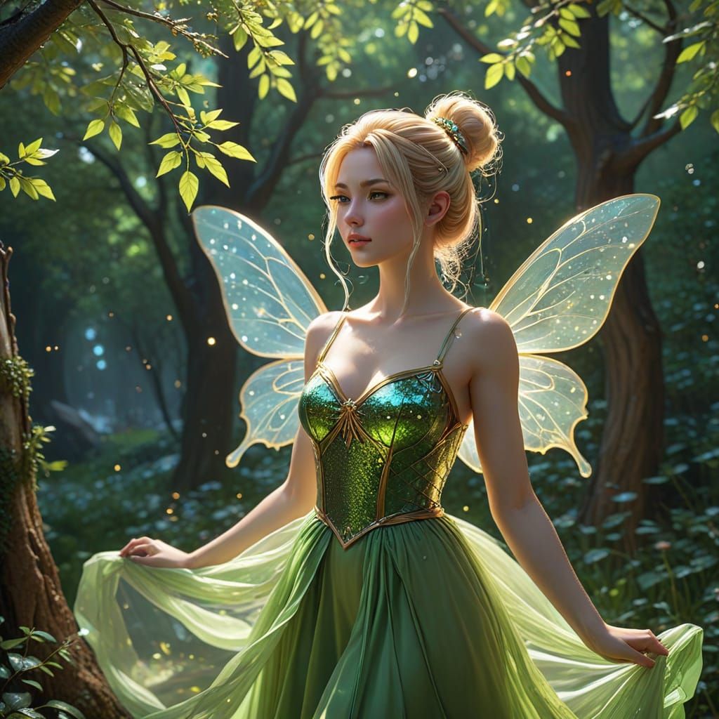 Whimsical Winter Fairy in Amber Honeycomb Haze