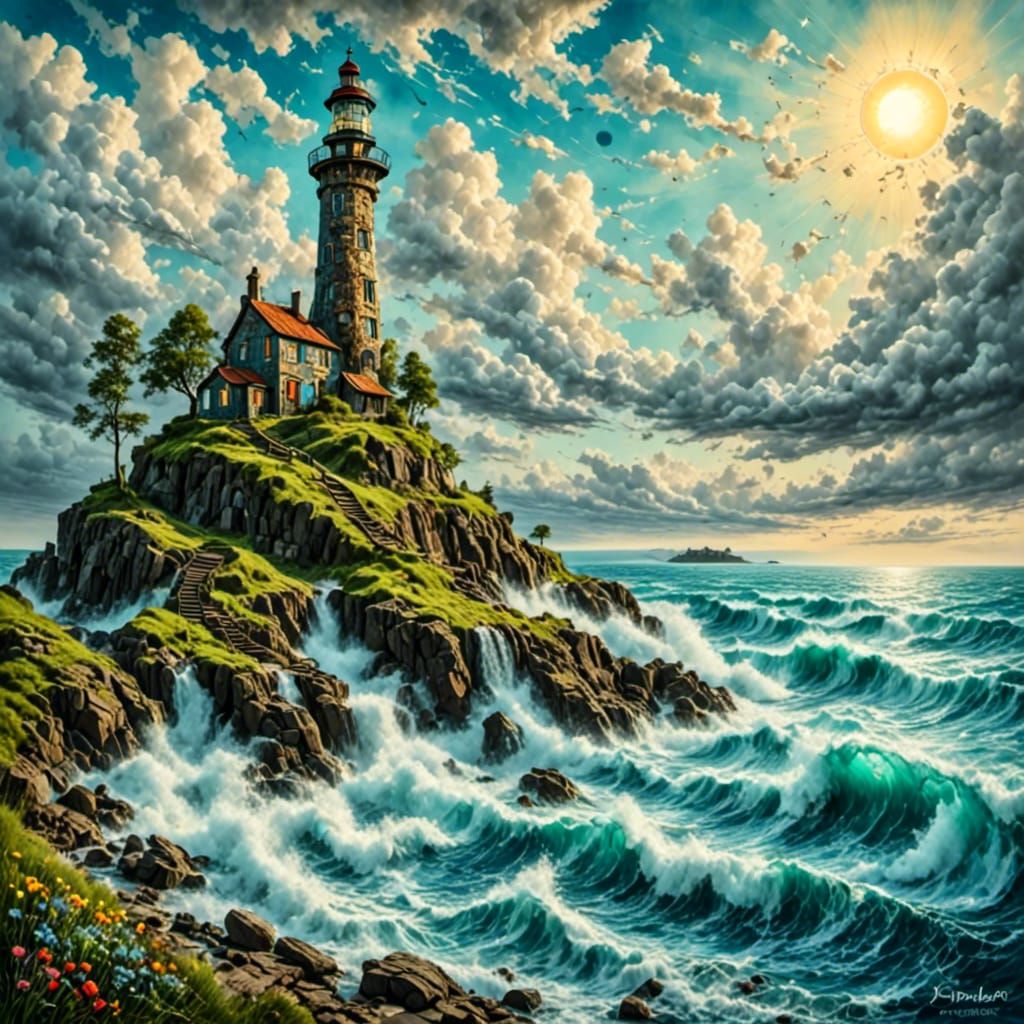 <lora:Drvo:1.0> <lora:Dom:1.0> <lora:Camino:1.0> A lighthous...