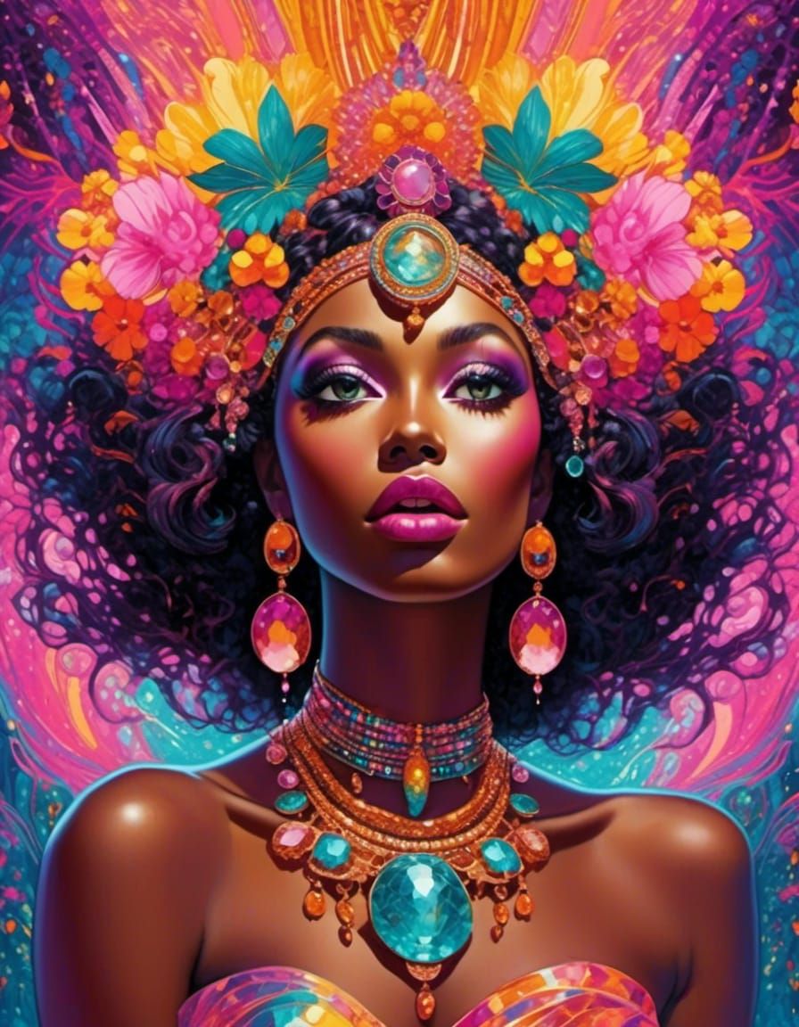 Colorful Surreal Woman Portrait in Pop Art Style