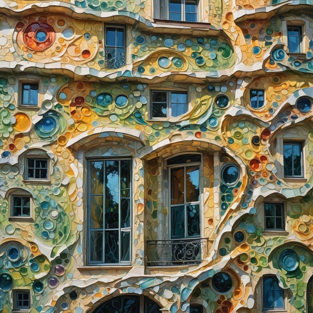 Modern Villa Facade in Expressionist Oil Painting Style