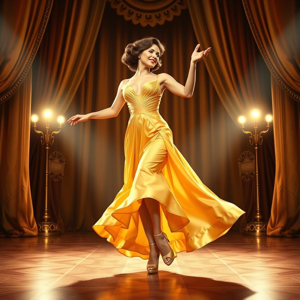 Glamorous Tap Dancer on Stage in Art Deco Style