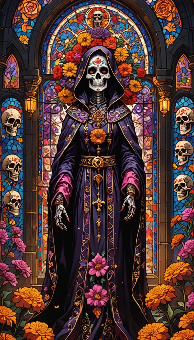 Santa Muerte in Mystical Cathedral: Fantasy Concept Art