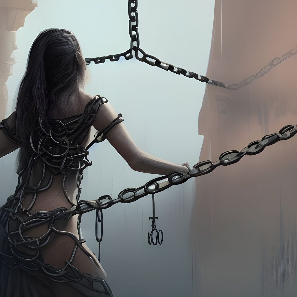 Woman in Chains: Detailed Matte Painting