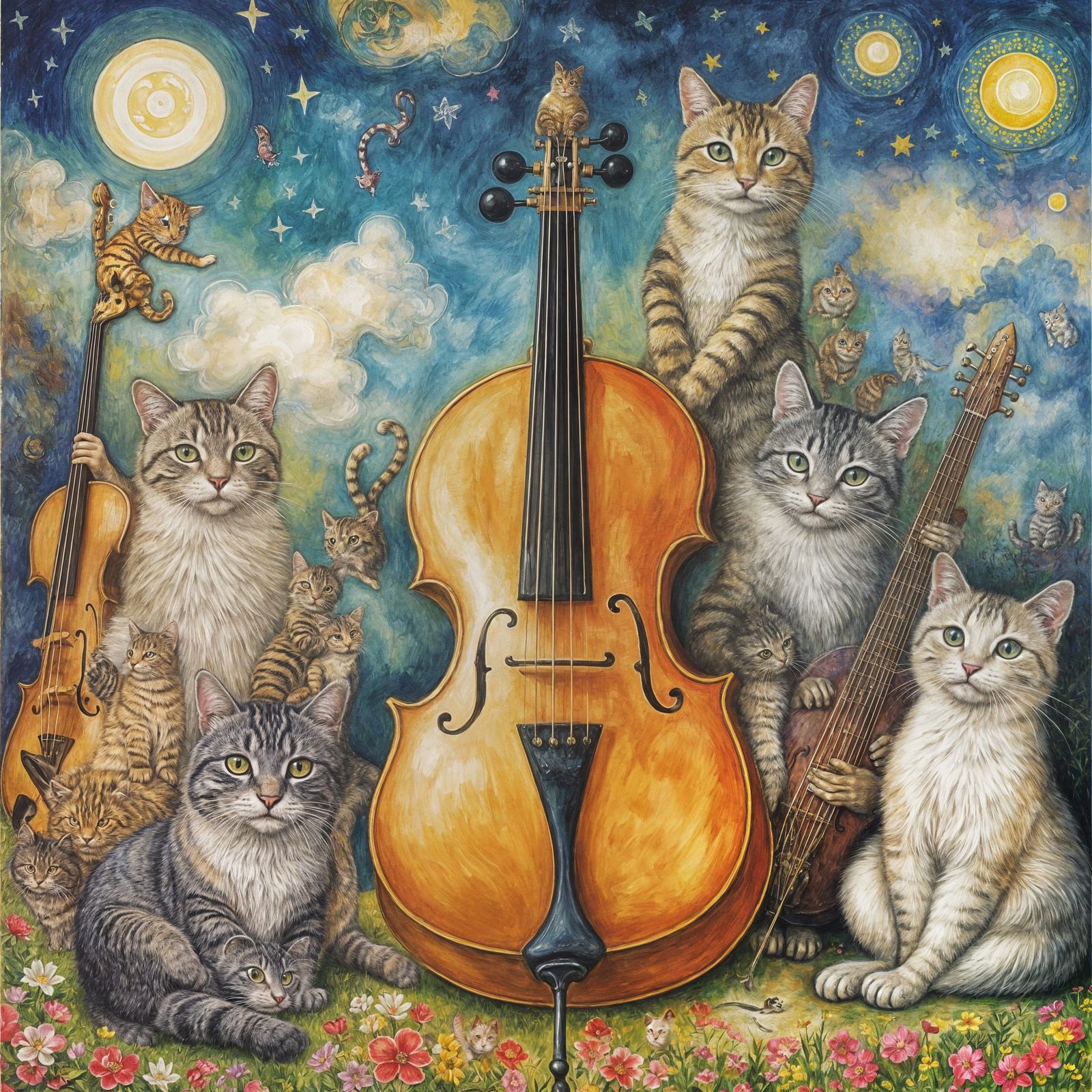 Whimsical Cats in a Dreamy Orchestra