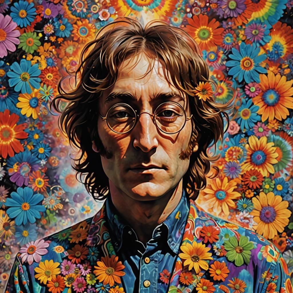 John Lennon in Psychedelic Photoillustration