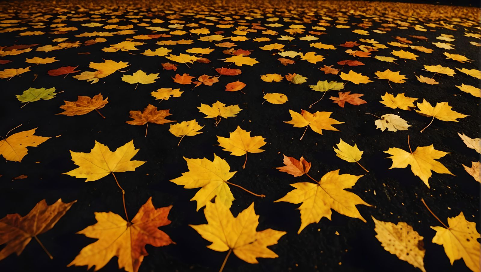 Falling Autumn Leaves at Night