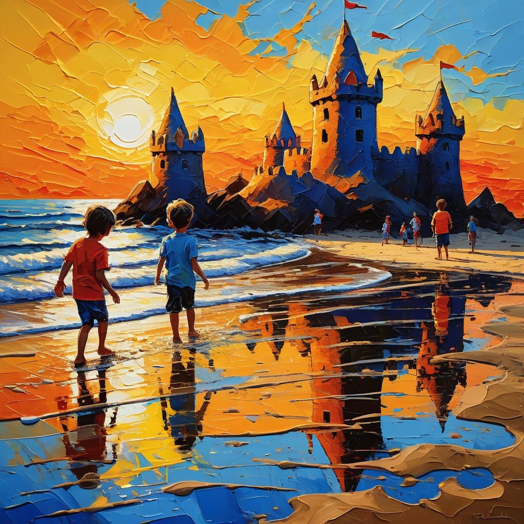 Surreal Beach Scene in Fauvist Expressionism