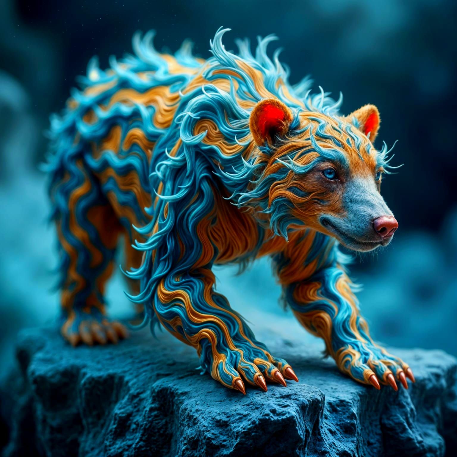 <lora:Boone:1.0> Blue orange bear