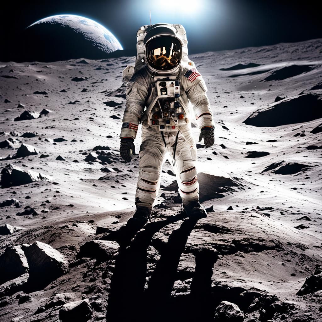 Astronaut on the Moon: Hyperrealistic 64 Megapixel Photo